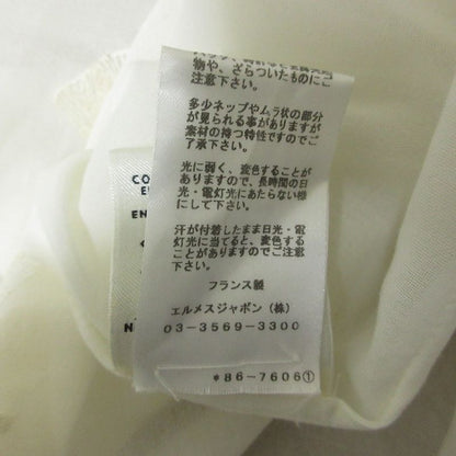 Cleaned Hermes Gathered Collar Embroidery Key Motif Blouse 36 White Women Used