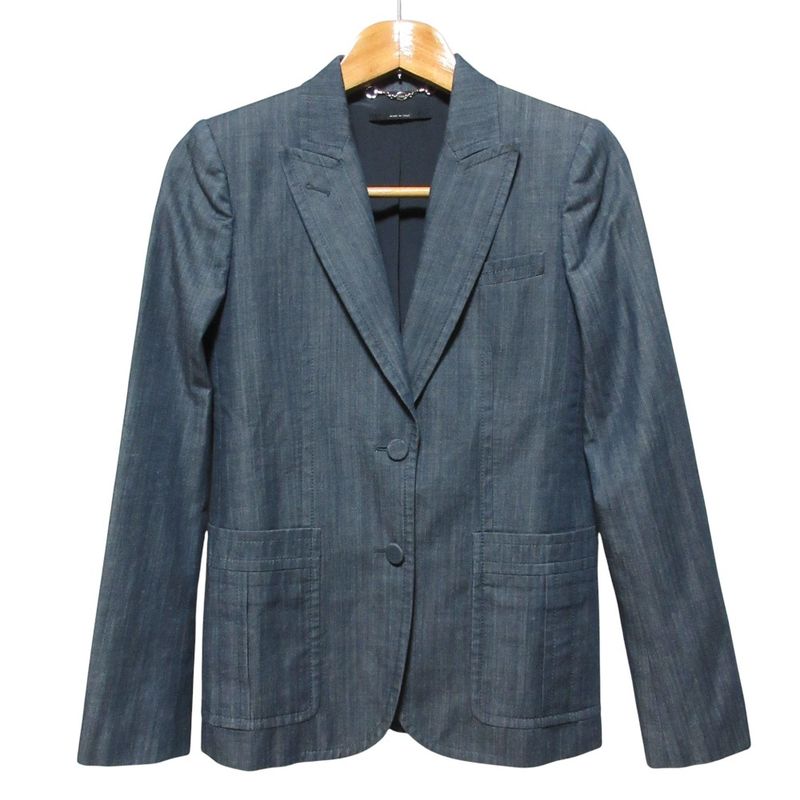 Gucci Chien Bray Tailored Jacket 367676 Size 40 Indigo Blue Ladies Used