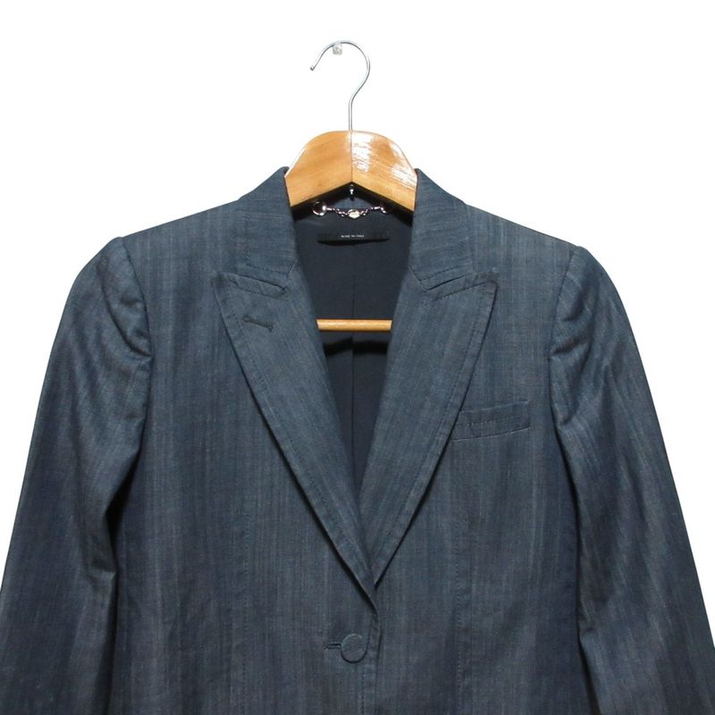 Gucci Chien Bray Tailored Jacket 367676 Size 40 Indigo Blue Ladies Used