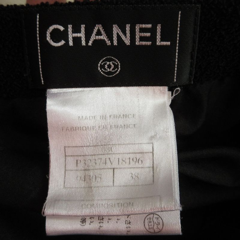 08C Chanel Tweed Tight Knee-length Skirt P32374 Size 38 Black Women Used