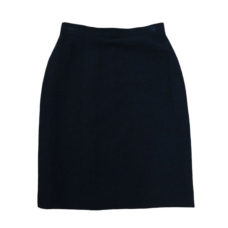 08C Chanel Tweed Tight Knee-length Skirt P32374 Size 38 Black Women Used