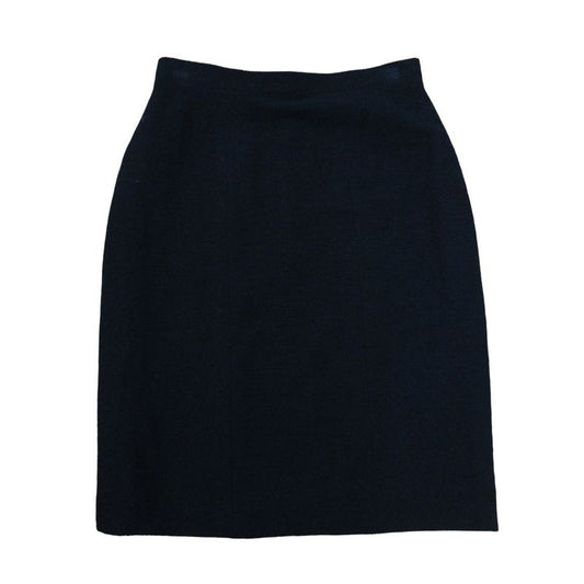 08C Chanel Tweed Tight Knee-length Skirt P32374 Size 38 Black Women Used