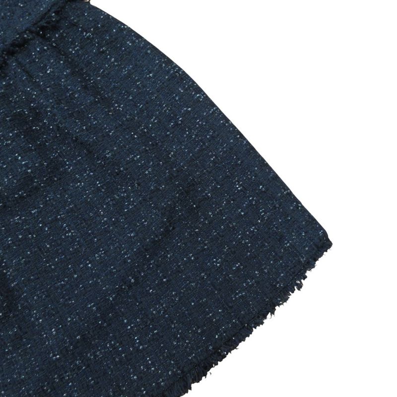 05A Chanel Quilted Design Tweed Skirt P26356 Size 38 Black Ladies Used