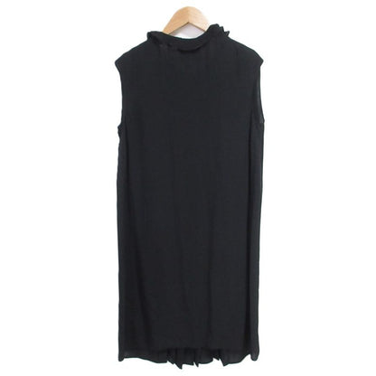 Prada Frill Collar Sleeveless Pleated Dress Size 38 Black Women's Preowned USED