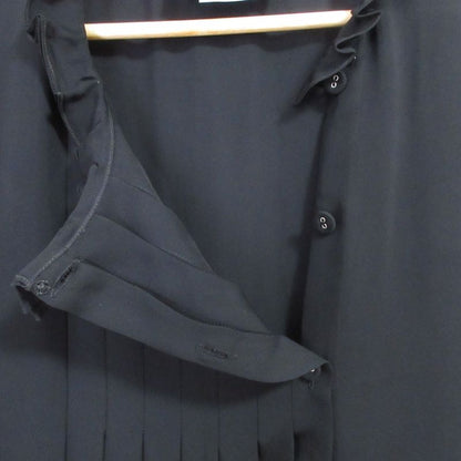 Prada Frill Collar Sleeveless Pleated Dress Size 38 Black Women's Preowned USED