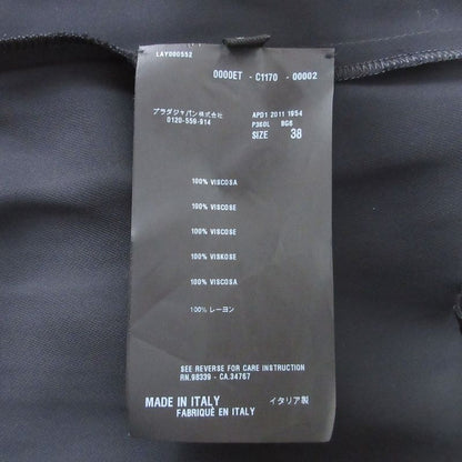 Prada Frill Collar Sleeveless Pleated Dress Size 38 Black Women's Preowned USED