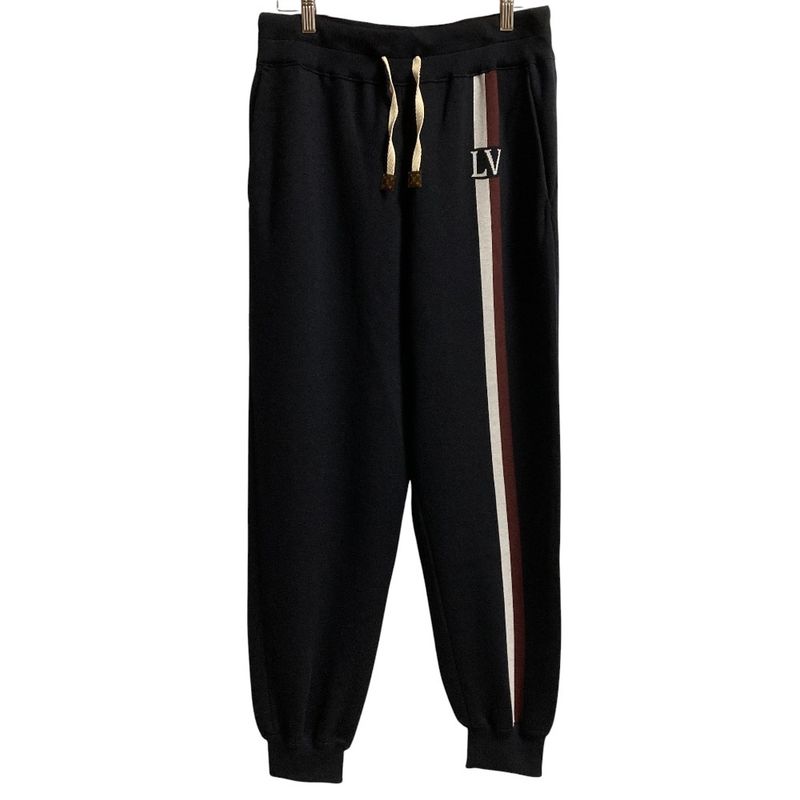 Louis Vuitton Monogram Line Cashmere Blend Cotton Knit Pants Size XL Navy Women