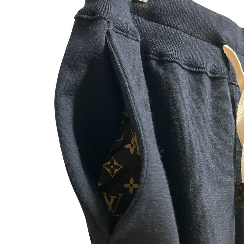 Louis Vuitton Monogram Line Cashmere Blend Cotton Knit Pants Size XL Navy Women