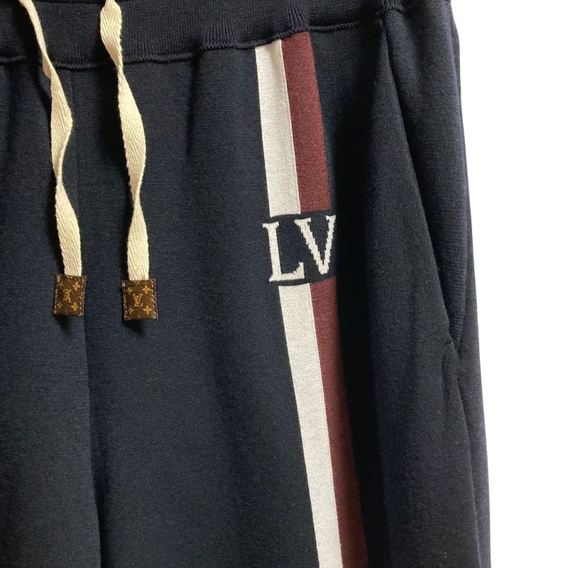 Louis Vuitton Monogram Line Cashmere Blend Cotton Knit Pants Size XL Navy Women