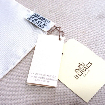 Hermes Carre 90 Morset Gourmettes Equestrian And Chain Silk Scarf White Ladies