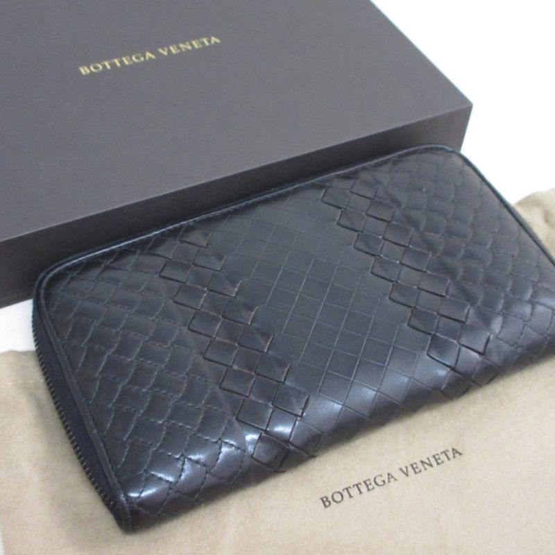 Good Bottega Veneta Intrecciato Leather Round Zipper Long Wallet Long Wallet