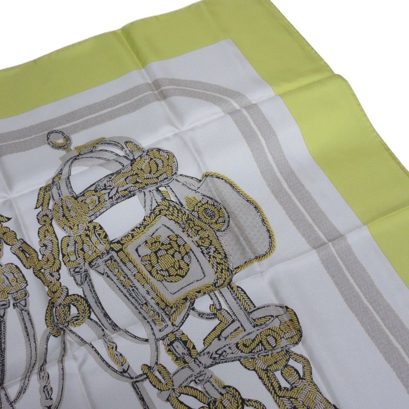 Hermes Carre 90 Brides De GALA Ceremonial Maitre D' Silk Scarf Yellow Ladies