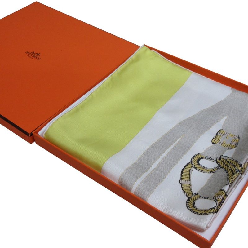 Hermes Carre 90 Brides De GALA Ceremonial Maitre D' Silk Scarf Yellow Ladies