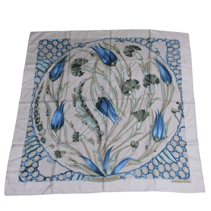 Hermes Carré 90 Ceramique Ottomane Porcelain Silk Scarf Grey Ladies Used