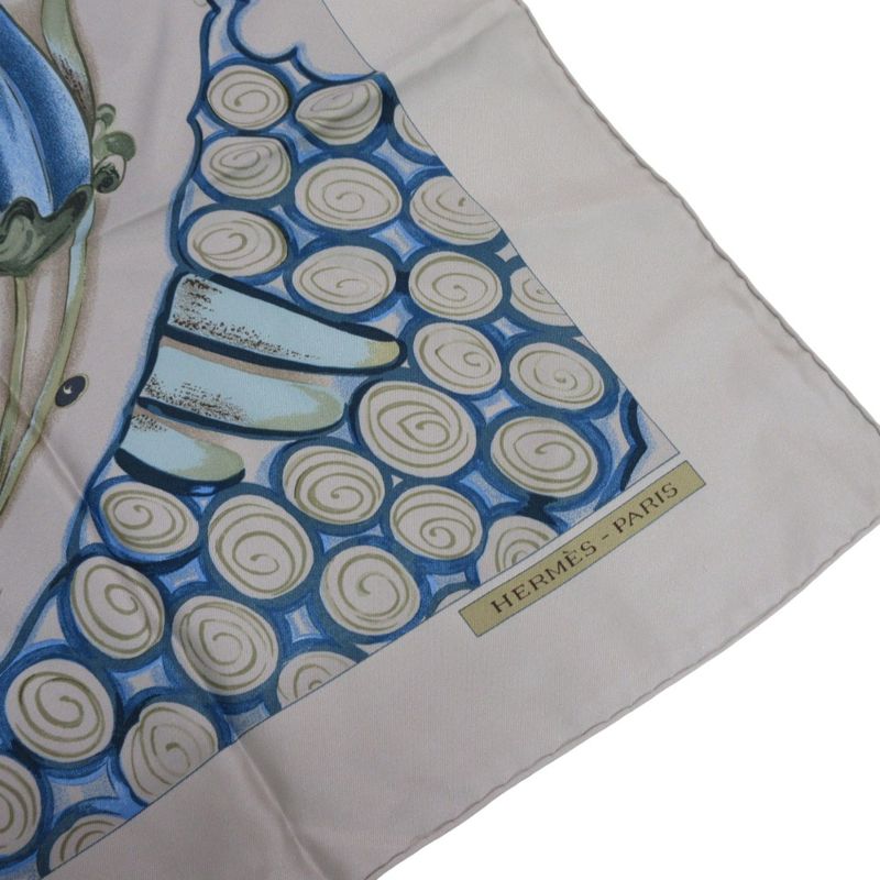 Hermes Carré 90 Ceramique Ottomane Porcelain Silk Scarf Grey Ladies Used