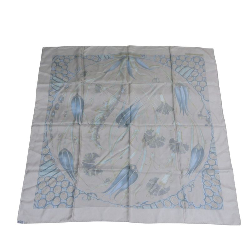 Hermes Carré 90 Ceramique Ottomane Porcelain Silk Scarf Grey Ladies Used