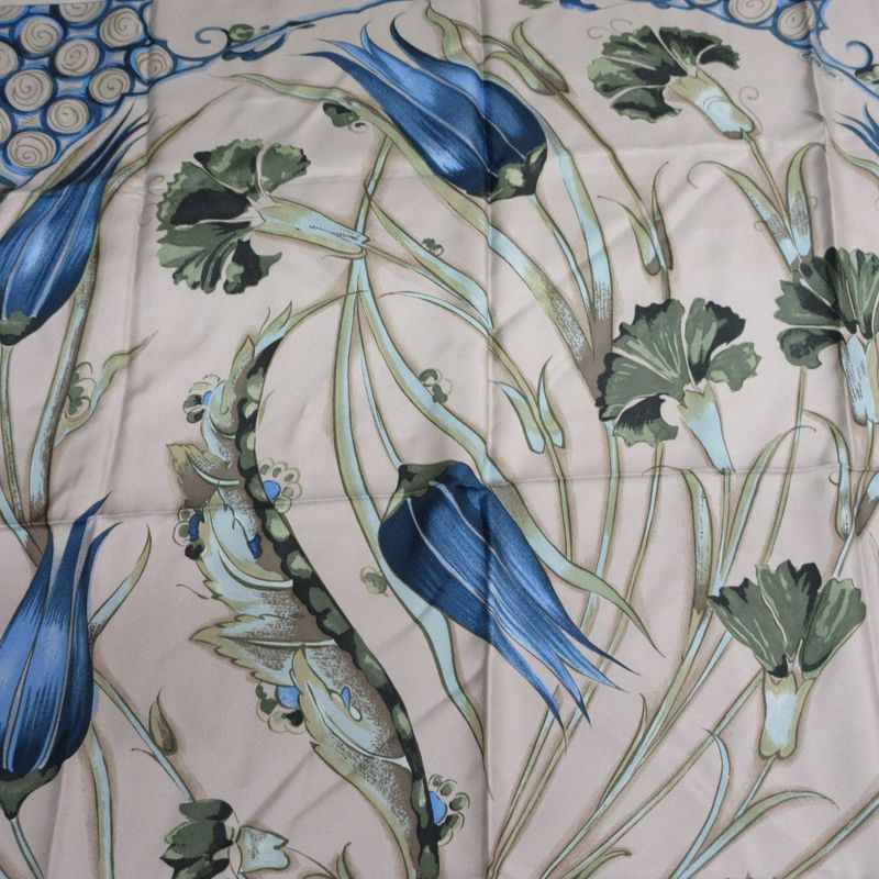 Hermes Carré 90 Ceramique Ottomane Porcelain Silk Scarf Grey Ladies Used