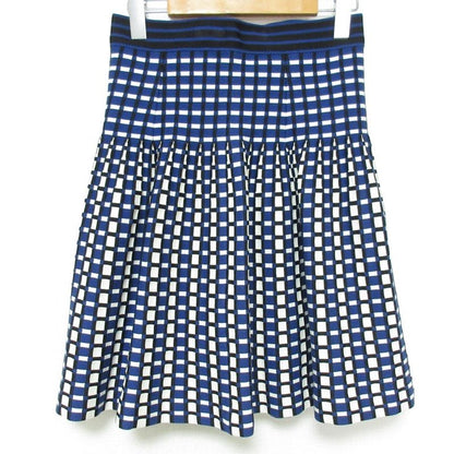 Prada Checked Knit Skirt Size 40 Blue Women's Preowned USED