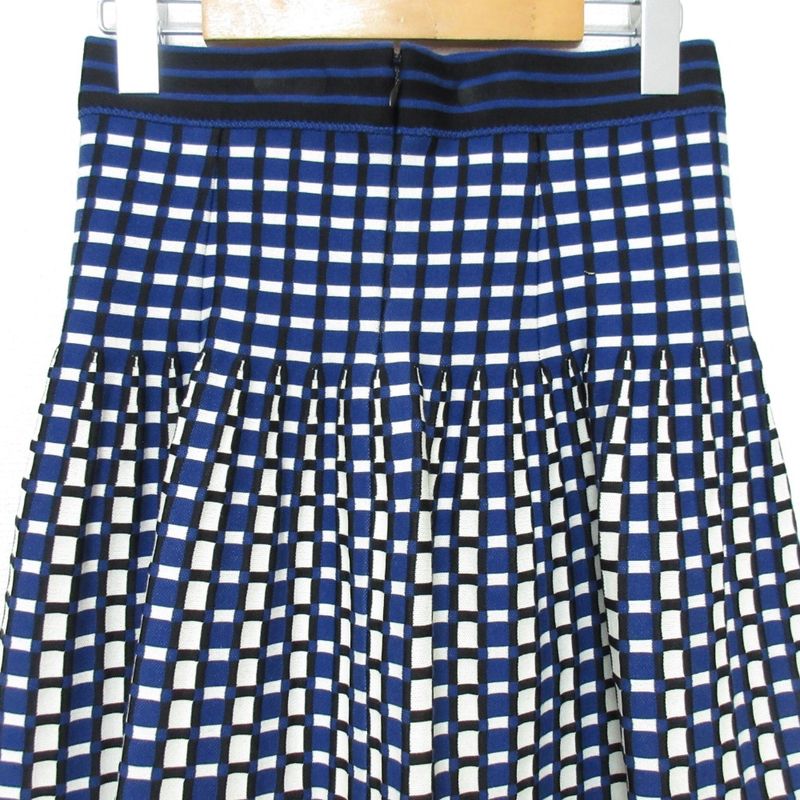 Prada Checked Knit Skirt Size 40 Blue Women's Preowned USED
