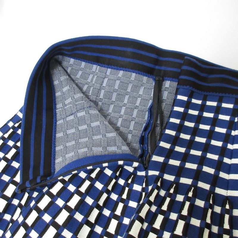 Prada Checked Knit Skirt Size 40 Blue Women's Preowned USED
