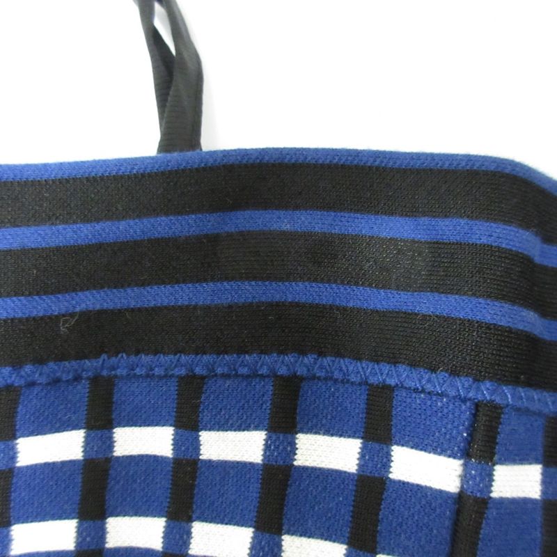 Prada Checked Knit Skirt Size 40 Blue Women's Preowned USED