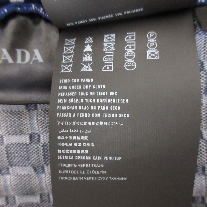 Prada Checked Knit Skirt Size 40 Blue Women's Preowned USED