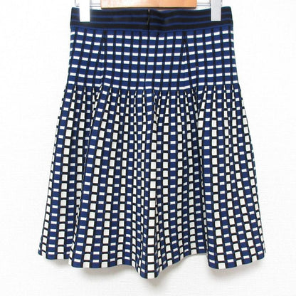 Prada Checked Knit Skirt Size 40 Blue Women's Preowned USED