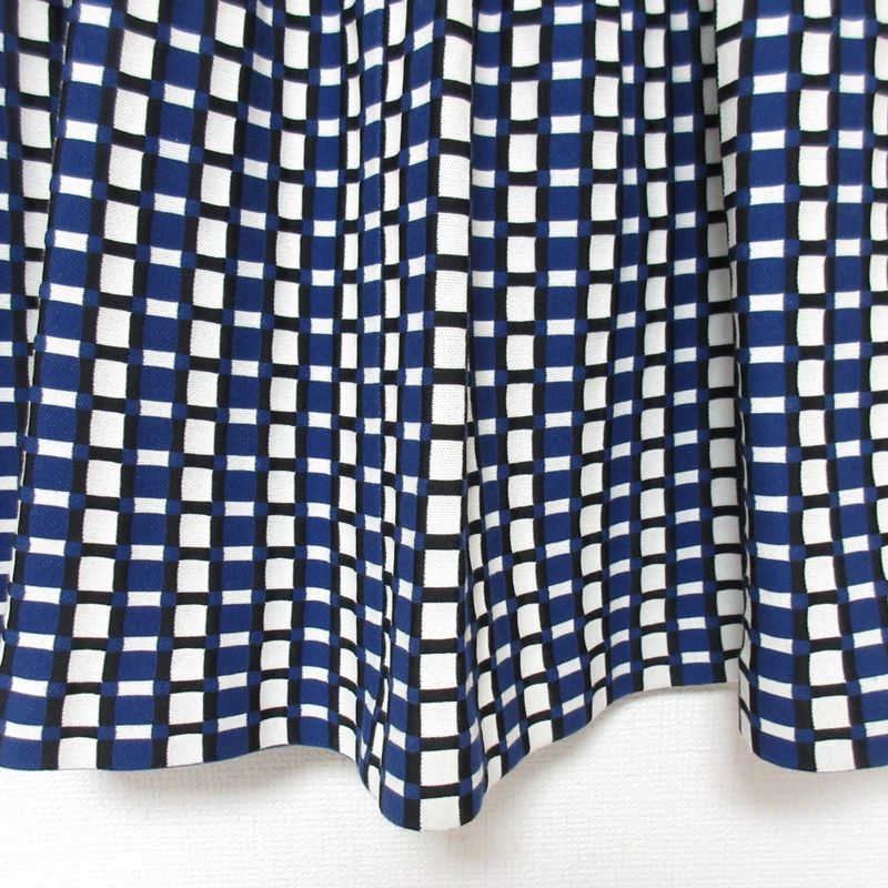 Prada Checked Knit Skirt Size 40 Blue Women's Preowned USED