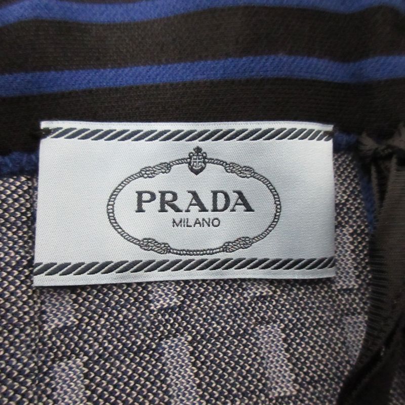 Prada Checked Knit Skirt Size 40 Blue Women's Preowned USED