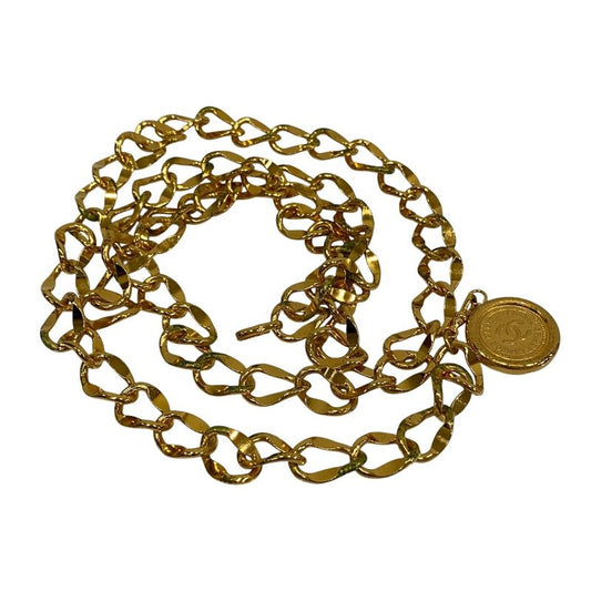 Chanel Vintage 31 RUE Cambon Coco Mark Medal Chain Belt Gold Color Ladies Used
