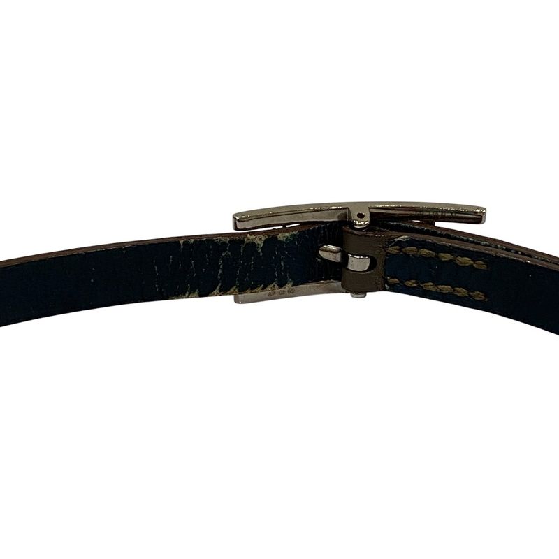 Good Hermes Be Api Dubretour H Buckle Leather Bracelet Brown Blue Ladies