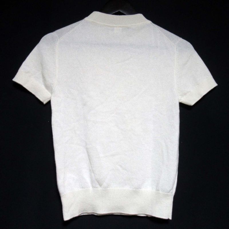 22AW Hermes H Lift Cashmere Short Sleeve Knit Sweater Size 34 Ivory Women's Used