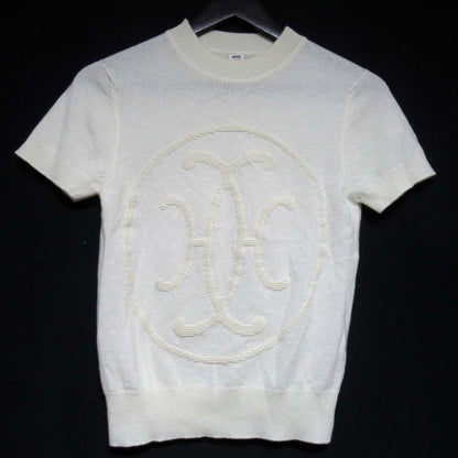 22AW Hermes H Lift Cashmere Short Sleeve Knit Sweater Size 34 Ivory Women's Used