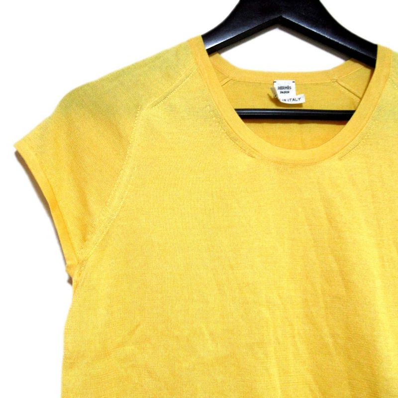 Unused Hermes Silk Cotton Short Sleeve Knit Cut And Sewn Summer Knit Size 36
