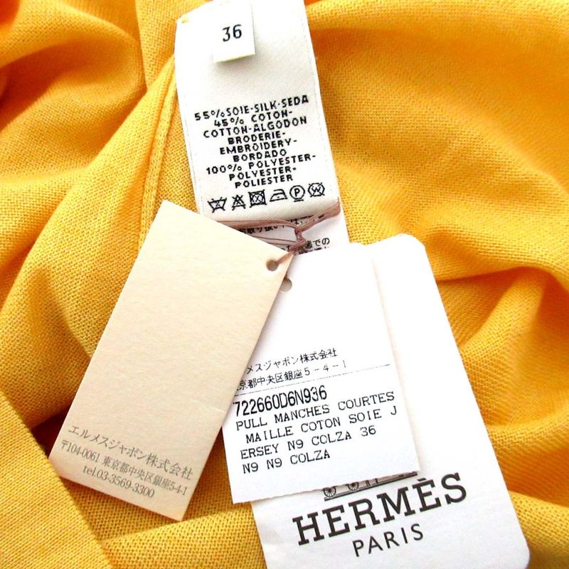 Unused Hermes Silk Cotton Short Sleeve Knit Cut And Sewn Summer Knit Size 36