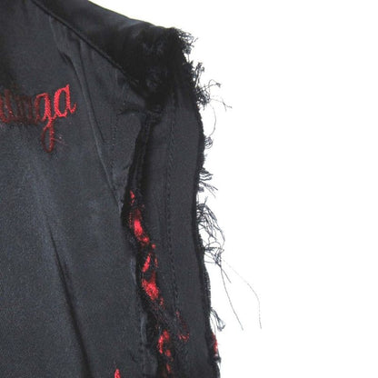 Balenciaga Logo Jacquard Cutoff Satin Long Shirt Dress Size 32 Black And Red