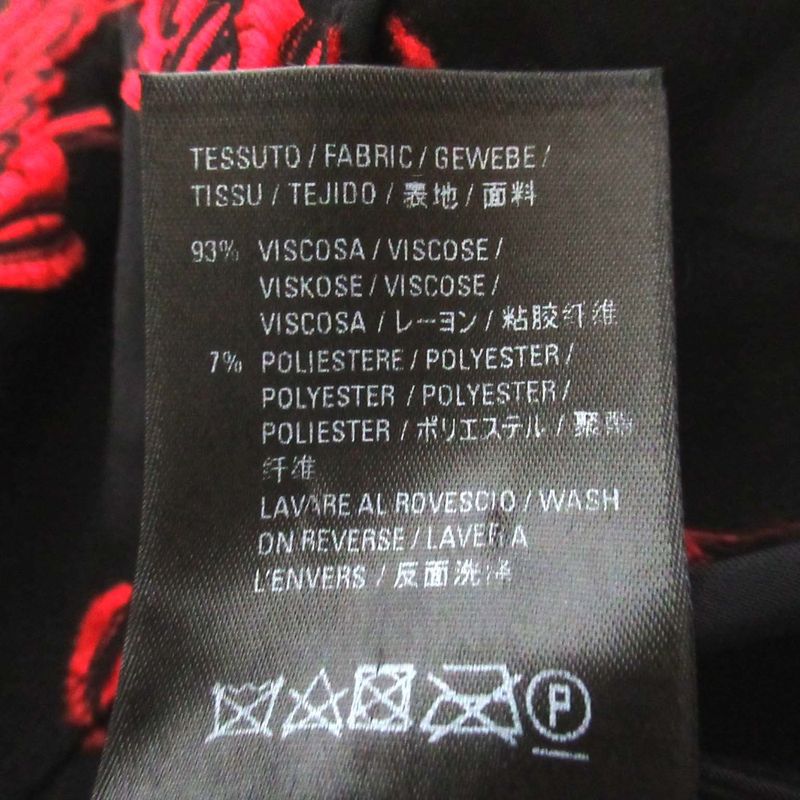 Balenciaga Logo Jacquard Cutoff Satin Long Shirt Dress Size 32 Black And Red