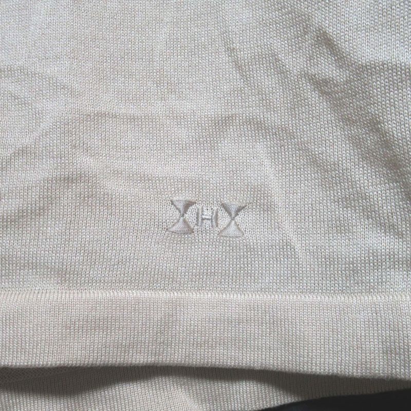 Good Hermes Silk Cotton Short Sleeve Summer Knit Cut And Sewn Size 36 Beige