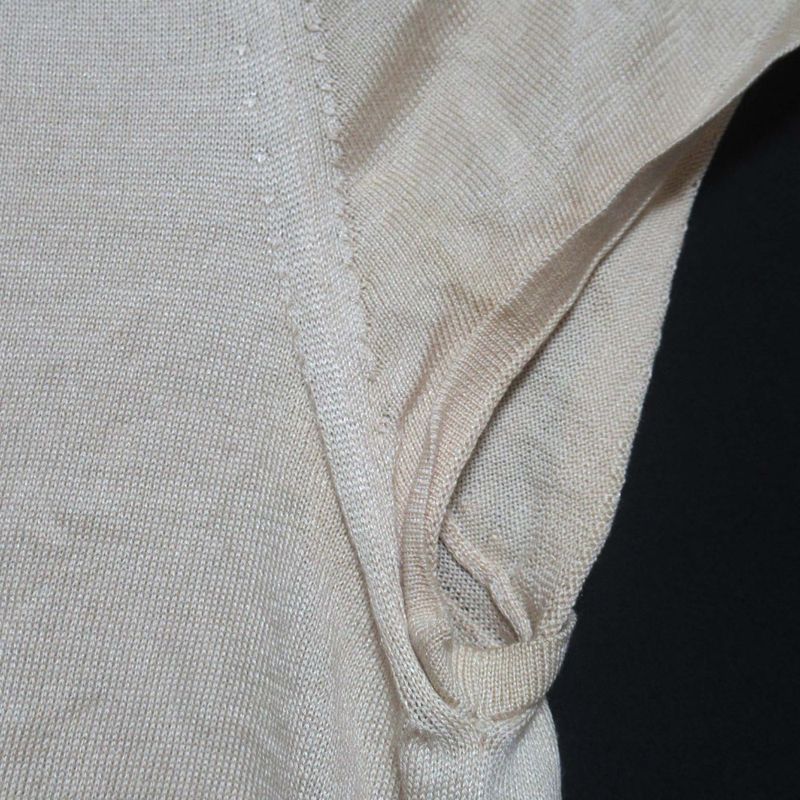 Good Hermes Silk Cotton Short Sleeve Summer Knit Cut And Sewn Size 36 Beige