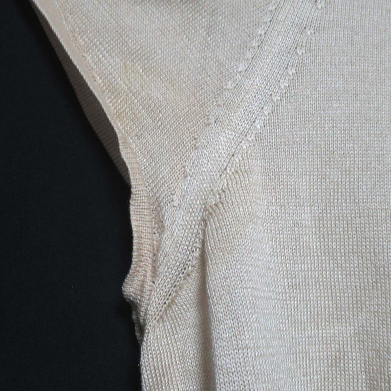 Good Hermes Silk Cotton Short Sleeve Summer Knit Cut And Sewn Size 36 Beige
