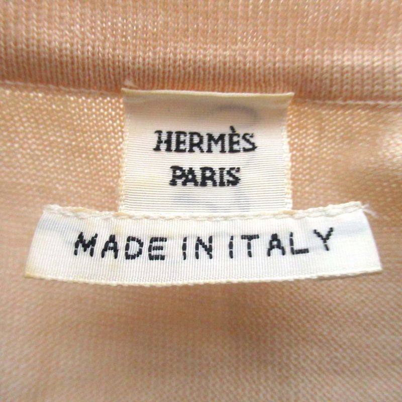 Good Hermes Silk Cotton Short Sleeve Summer Knit Cut And Sewn Size 36 Beige