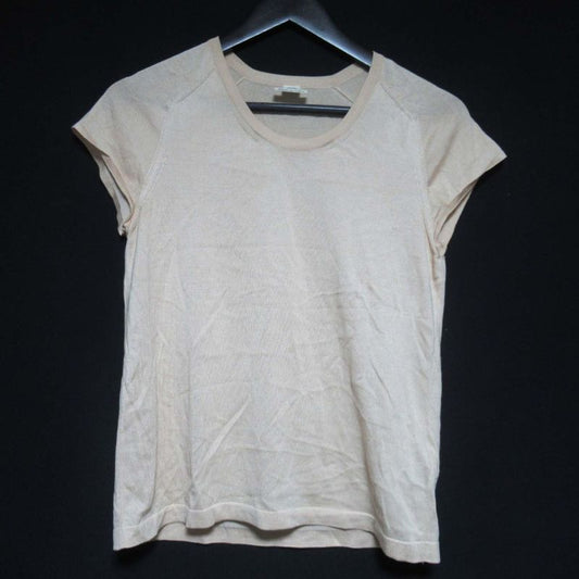 Good Hermes Silk Cotton Short Sleeve Summer Knit Cut And Sewn Size 36 Beige