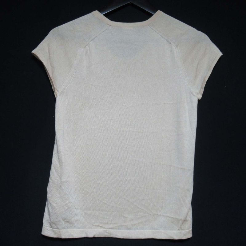 Good Hermes Silk Cotton Short Sleeve Summer Knit Cut And Sewn Size 36 Beige