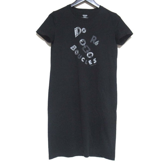 23AW Hermes Short Sleeve Knee Length Cut And Sewn Dress Size 34 Black Women's