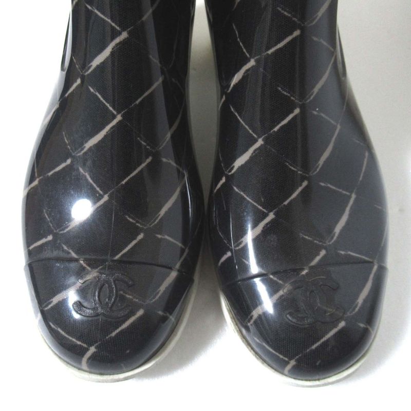 Chanel Matelasse Pattern Rain Boots Size 37 Equivalent To 23.5cm (9.25in) Black