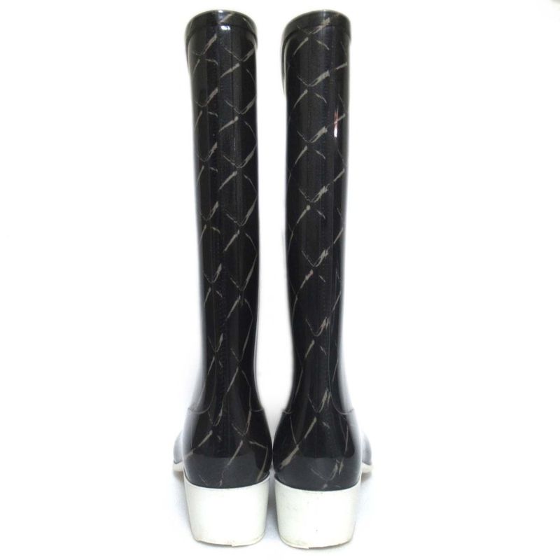 Chanel Matelasse Pattern Rain Boots Size 37 Equivalent To 23.5cm (9.25in) Black