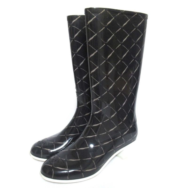 Chanel Matelasse Pattern Rain Boots Size 37 Equivalent To 23.5cm (9.25in) Black