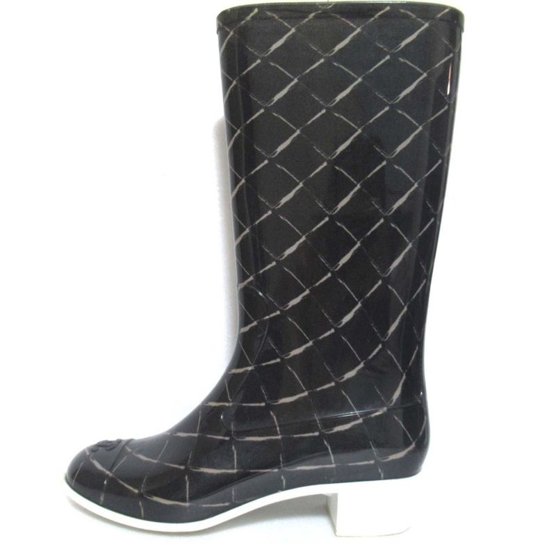 Chanel Matelasse Pattern Rain Boots Size 37 Equivalent To 23.5cm (9.25in) Black