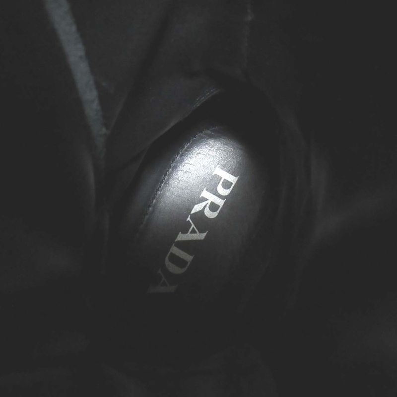 Prada Leather Thick Soled Lace Up Short Boots Size 37.5 24.5cm (9.65in) Black