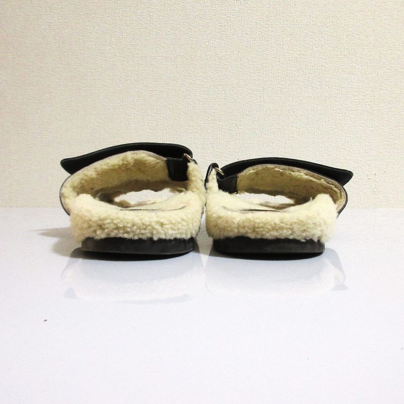 Hermes Chypre Mouton Strap Sandals Black Women's Preowned USED